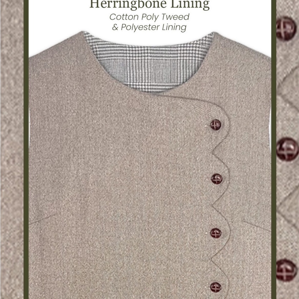 Herringbone Tweed Vest with Unique Button Design